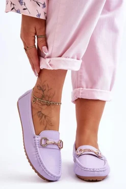 Klasyczne Skórzane Mokasyny Fioletowe Verona