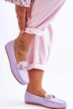 Klasyczne Skórzane Mokasyny Fioletowe Verona