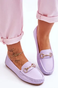 Klasyczne Skórzane Mokasyny Fioletowe Verona