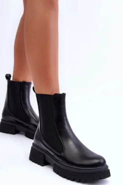 Klasyczne Skórzane Sztyblety Botki Czarne Isminna