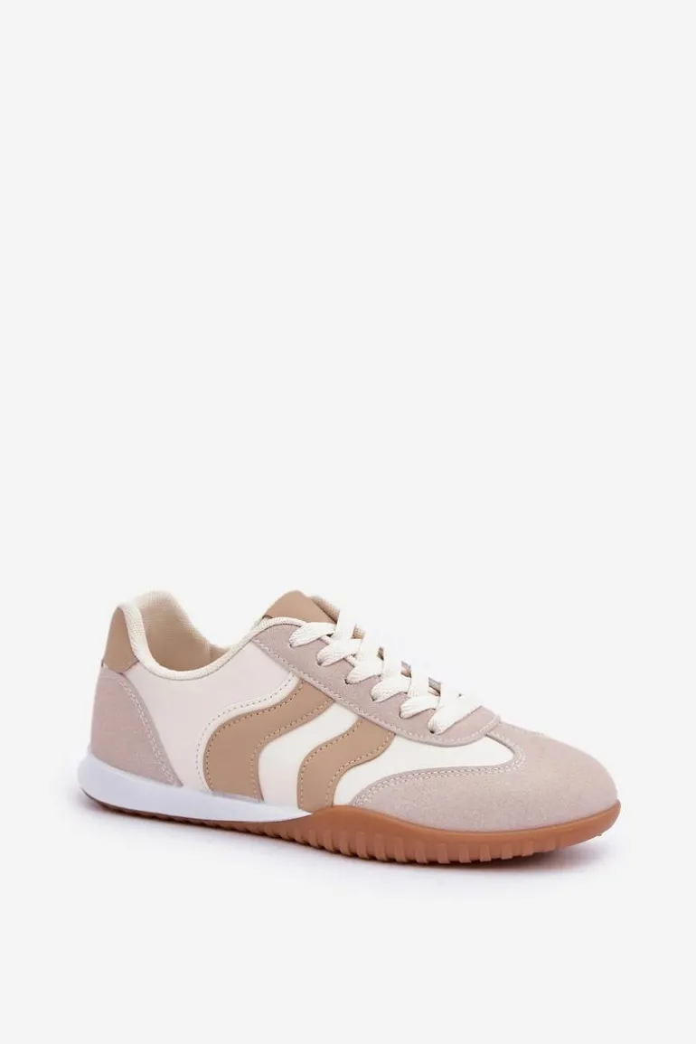 Klasyczne Sneakersy Damskie Z Eko Skóry Beżowe Maretina