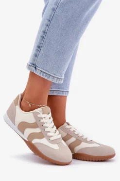Klasyczne Sneakersy Damskie Z Eko Skóry Beżowe Maretina