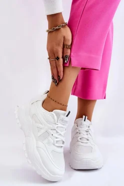 Klasyczne Sneakersy Na Platformie Białe Larec