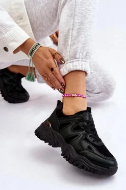 Klasyczne Sportowe Buty Na Platformie Czarne Bowie