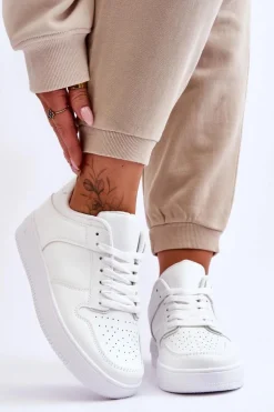 Klasyczne Sportowe Buty Na Platformie Białe Larena