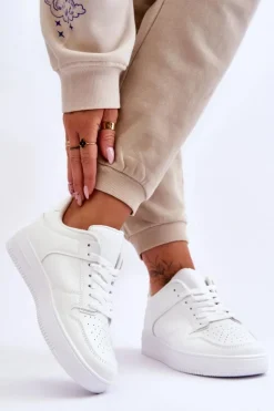 Klasyczne Sportowe Buty Na Platformie Białe Larena