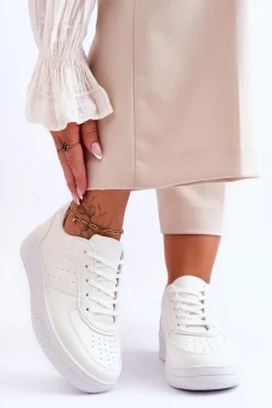 Klasyczne Sportowe Buty Na Platformie Białe Feel It