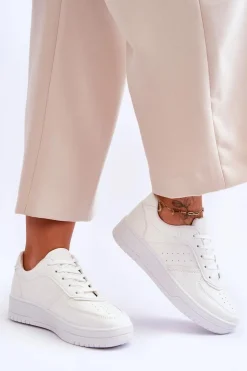 Klasyczne Sportowe Buty Na Platformie Białe Feel It