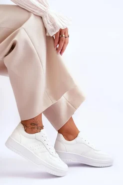 Klasyczne Sportowe Buty Na Platformie Białe Feel It