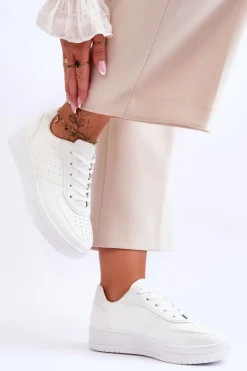 Klasyczne Sportowe Buty Na Platformie Białe Feel It