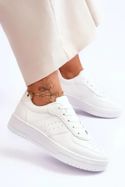 Klasyczne Sportowe Buty Na Platformie Białe Feel It