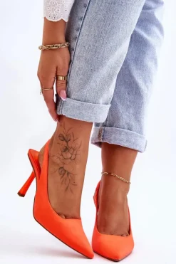 Klasyczne Szpilki W Szpic Neonowy Pomarańcz Whitley