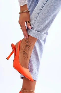 Klasyczne Szpilki W Szpic Neonowy Pomarańcz Whitley