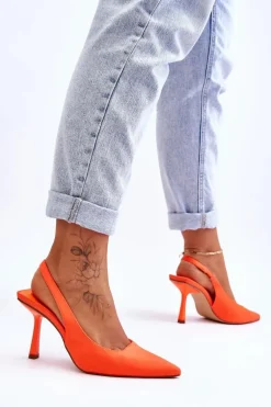 Klasyczne Szpilki W Szpic Neonowy Pomarańcz Whitley