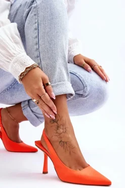 Klasyczne Szpilki W Szpic Neonowy Pomarańcz Whitley