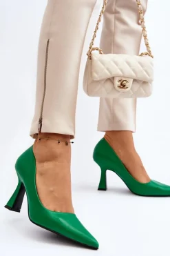 Klasyczne Szpilki W Szpic Zielone Delimena