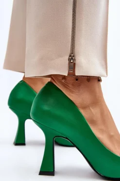 Klasyczne Szpilki W Szpic Zielone Delimena