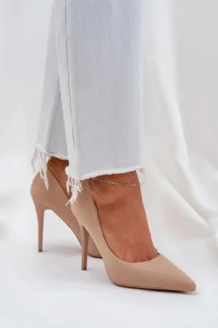 Klasyczne Szpilki Z Eko Zamszu Beżowe Navinda