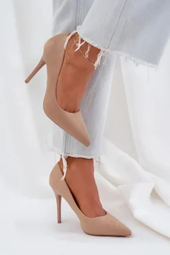 Klasyczne Szpilki Z Eko Zamszu Beżowe Navinda