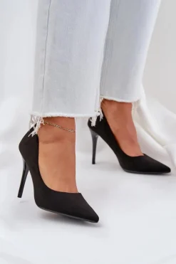 Klasyczne Szpilki Z Eko Zamszu Czarne Navinda