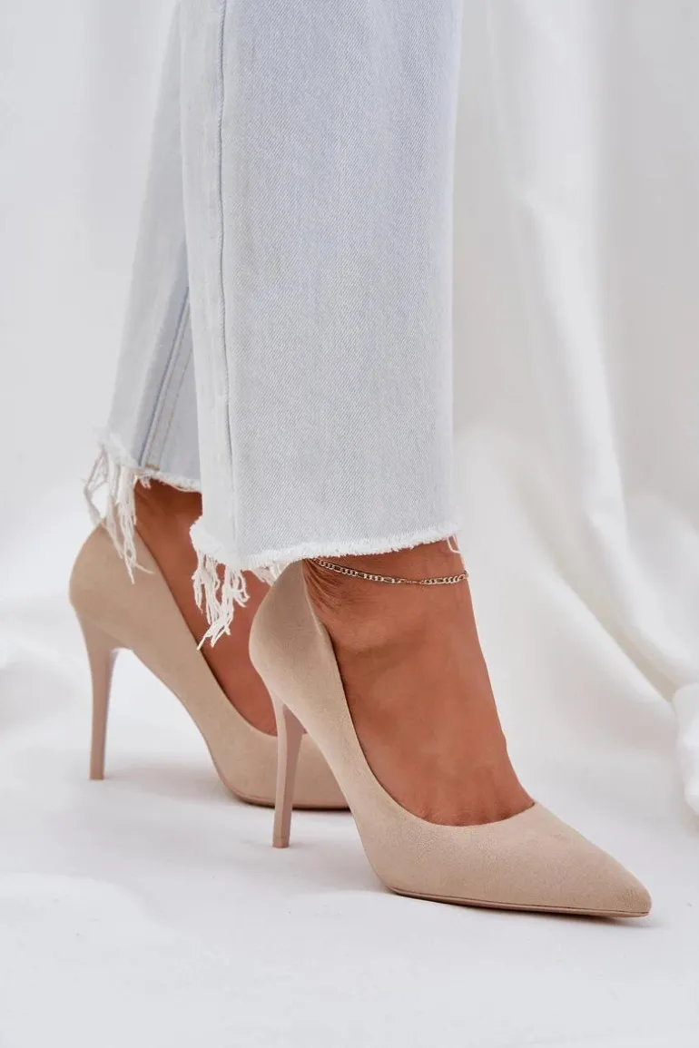 Klasyczne Szpilki Z Eko Zamszu Jasnobeżowe Navinda