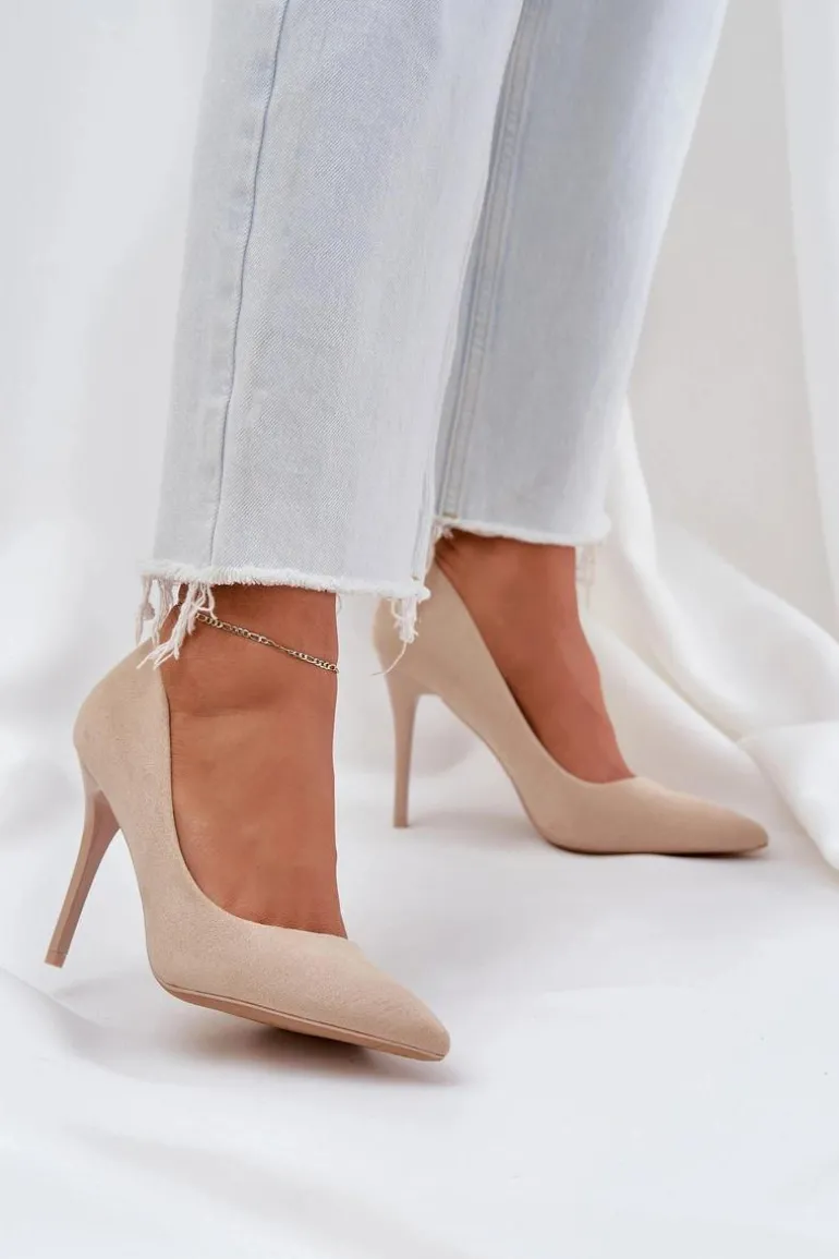 Klasyczne Szpilki Z Eko Zamszu Jasnobeżowe Navinda