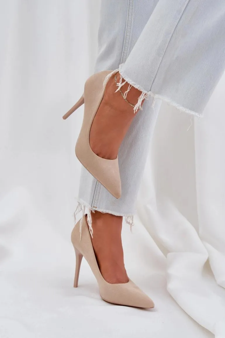 Klasyczne Szpilki Z Eko Zamszu Jasnobeżowe Navinda