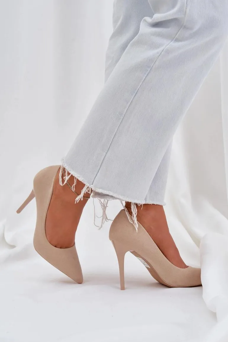 Klasyczne Szpilki Z Eko Zamszu Jasnobeżowe Navinda