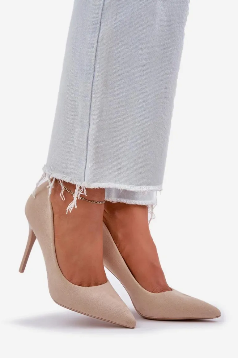 Klasyczne Szpilki Z Eko Zamszu Jasnobeżowe Navinda