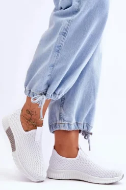 Klasyczne Wsuwane Buty Sportowe Białe Frankie