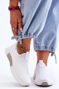 Klasyczne Wsuwane Buty Sportowe Białe Frankie