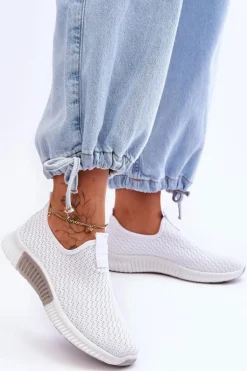 Klasyczne Wsuwane Buty Sportowe Białe Frankie