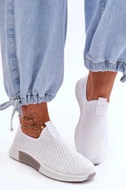 Klasyczne Wsuwane Buty Sportowe Białe Frankie