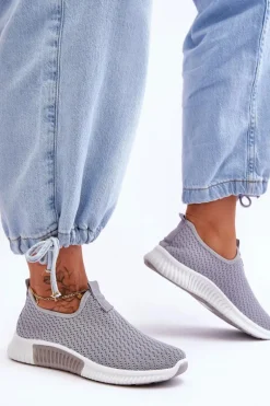 Klasyczne Wsuwane Buty Sportowe Szare Frankie