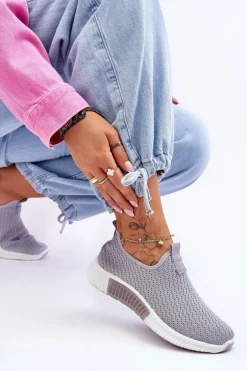 Klasyczne Wsuwane Buty Sportowe Szare Frankie