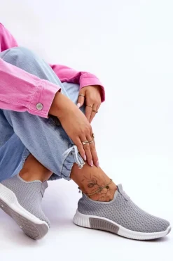Klasyczne Wsuwane Buty Sportowe Szare Frankie