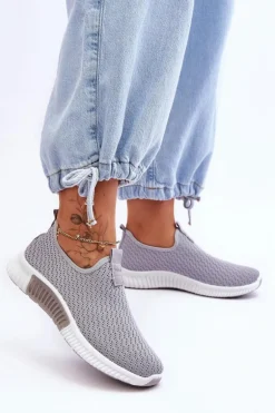 Klasyczne Wsuwane Buty Sportowe Szare Frankie