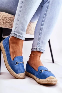 Klasyczne Wsuwane Damskie Espadryle Niebieskie Oresa