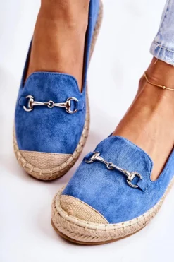 Klasyczne Wsuwane Damskie Espadryle Niebieskie Oresa