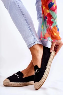 Klasyczne Wsuwane Damskie Espadryle Czarne Oresa