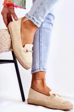 Klasyczne Wsuwane Damskie Espadryle Beżowe Oresa