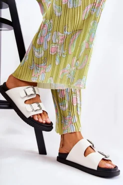 Klasyczne Wsuwane Klapki Damskie Białe Weston