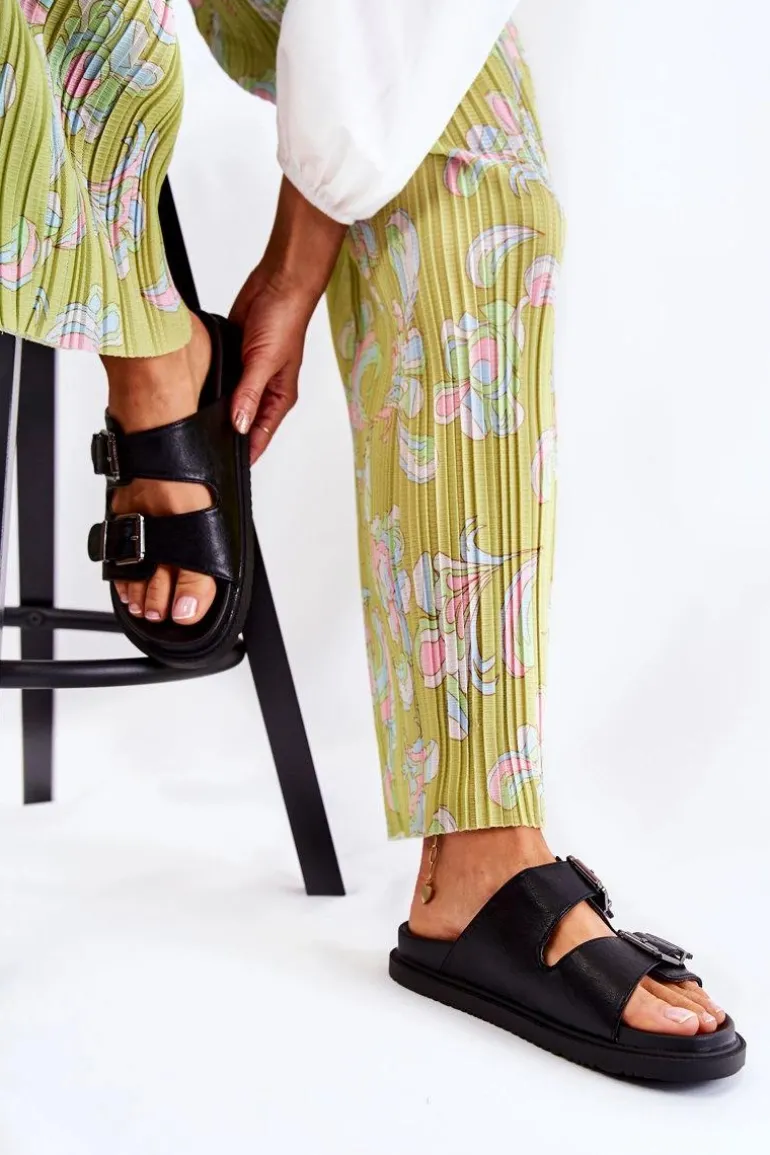 Klasyczne Wsuwane Klapki Damskie Czarne Weston