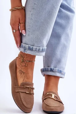 Klasyczne Wsuwane Mokasyny Beżowe Carly