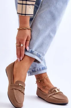 Klasyczne Wsuwane Mokasyny Beżowe Carly