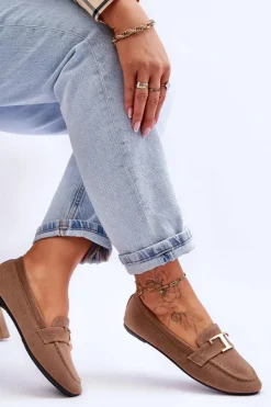 Klasyczne Wsuwane Mokasyny Beżowe Carly