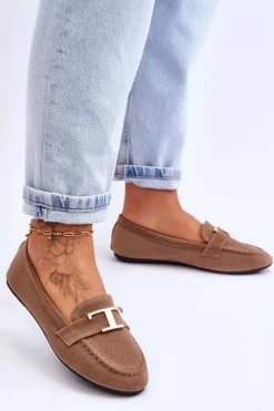 Klasyczne Wsuwane Mokasyny Beżowe Carly