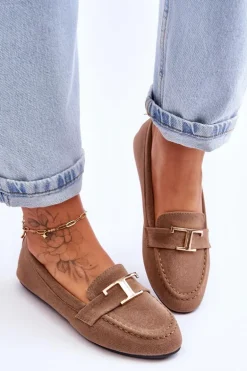 Klasyczne Wsuwane Mokasyny Beżowe Carly