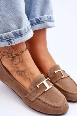 Klasyczne Wsuwane Mokasyny Beżowe Carly