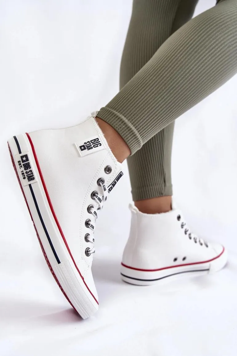 Klasyczne Wysokie Ocieplane Trampki Big Star KK274597 Białe